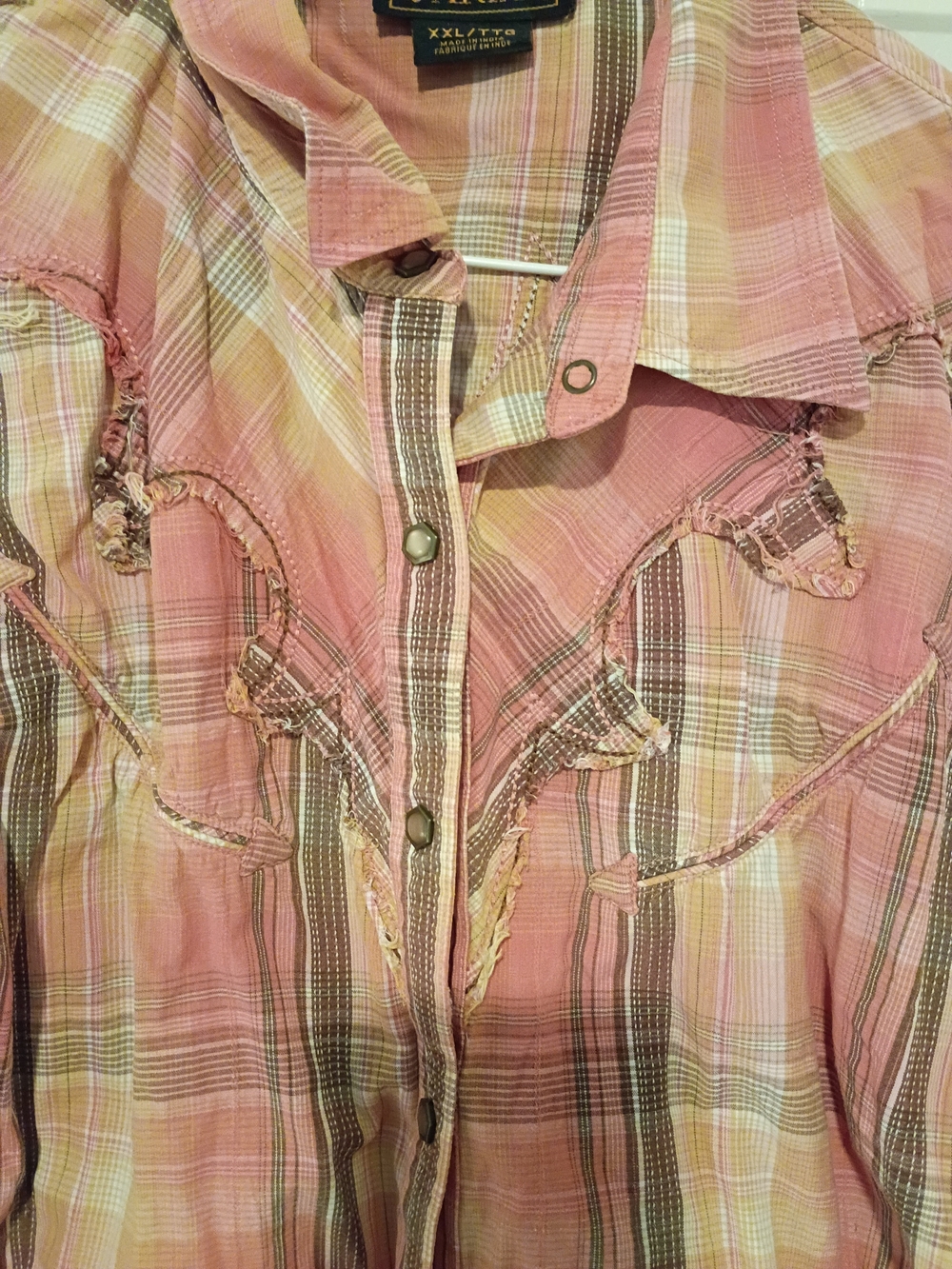 Ariat Pink Plaid Button-Down Western Shirt XXL